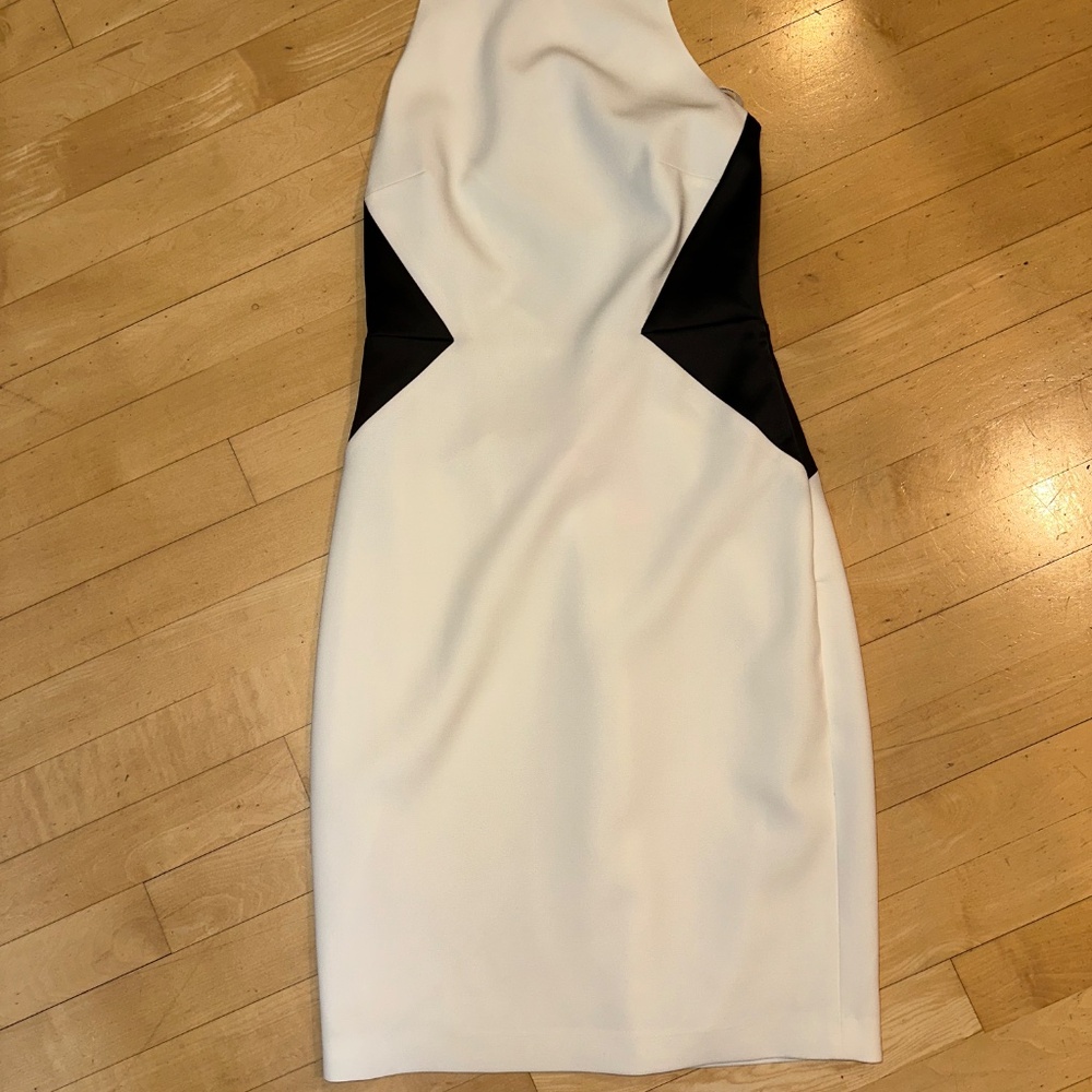 New Halston Heritage Women's White Sleeveless Colorblock Sheath Dress,0 - Picture 3 of 6